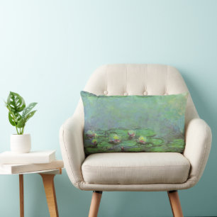 Coussin Rectangle Nénuphars de Claude Monet, Impressionnisme Vintage