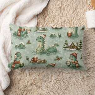 Coussin Rectangle Nessie de Noël Monstre du Loch Ness Confortable Cr