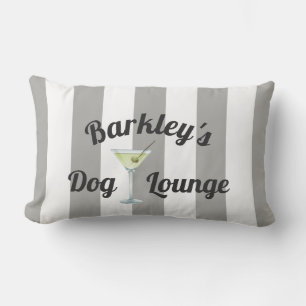 Coussin Rectangle Neutral Stripes Drôle Personnalisé Chien Lounge