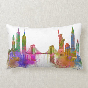 Coussin Rectangle New York Skyline - Arc en ciel