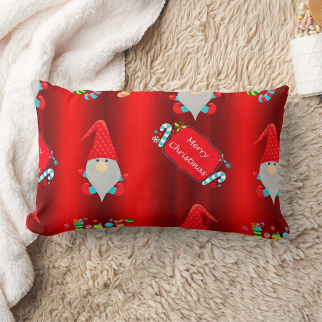 Coussin Rectangle Noël aux elfes rouges mignons (Couverture)