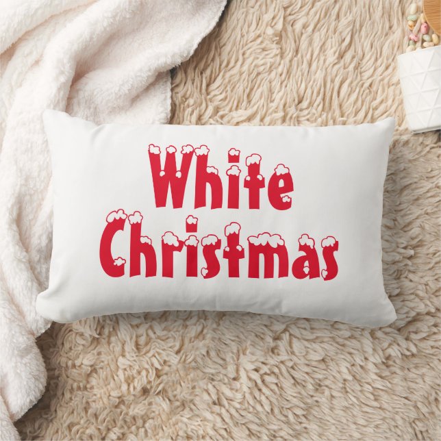 Coussin Rectangle "Noël blanc" rouge & blanc (Couverture)