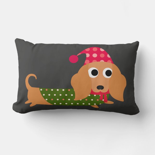 Coussin Rectangle Noël de teckel (Recto)