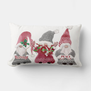 Coussin Rectangle Noël Gnomes Aimer Joie Paix Typographie