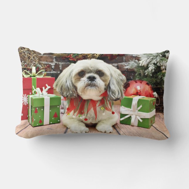 Coussin Rectangle Noël - Lhasa Apso - Taz (Recto)