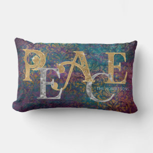 Coussin Rectangle Noel Paix Or en Argent Peacock Couleurs Photo