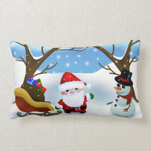 Coussin Rectangle Noël Père Noël et Snowman