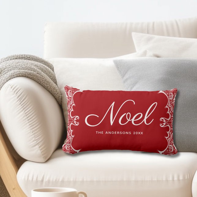 Coussin Rectangle Noel rouge moderne Noël personnalisé (Créateur téléchargé)