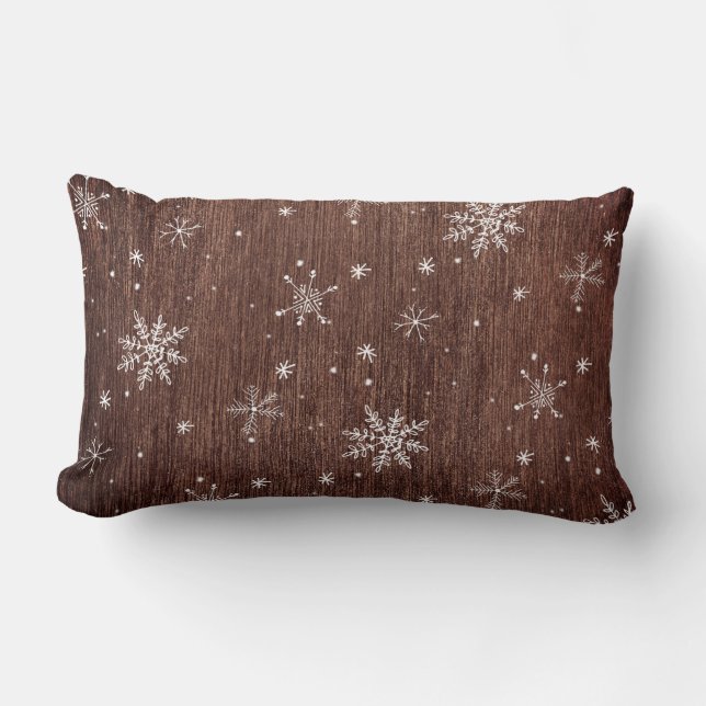 Coussin Rectangle Noël rustique du flocon de neige (Recto)