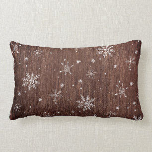 Coussin Rectangle Noël rustique du flocon de neige