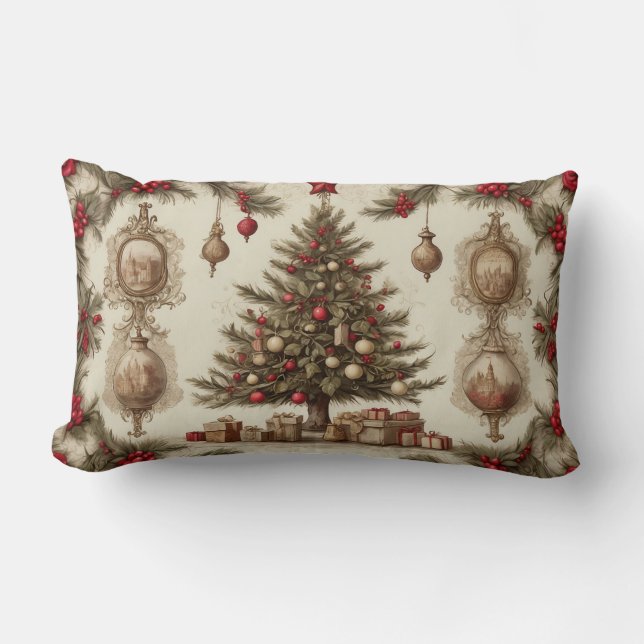 Coussin Rectangle Noël vintage (Recto)