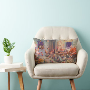 Coussin Rectangle Noël vintage, le Père Noël avec l'atelier des luti