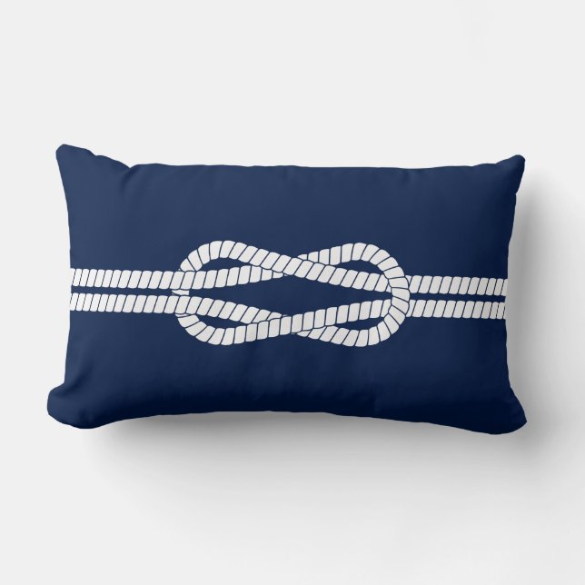 Coussin Rectangle Noeud marin bleu et blanc (Recto)