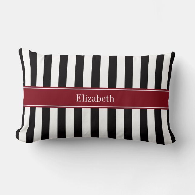 Coussin Rectangle Noir Brousse Brougeole Nom du ruban Monogramme (Recto)
