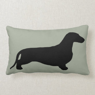 Coussin Rectangle Noir de silhouette de teckel + vos idées