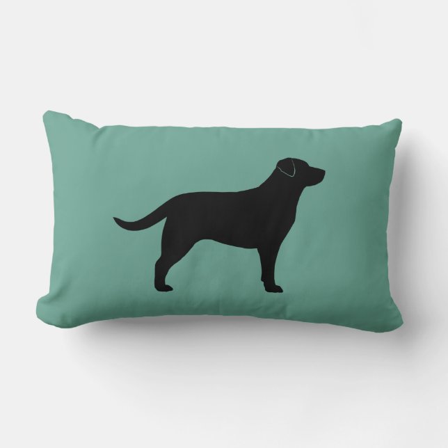 Coussin Rectangle Noir Labrador Rétriateur Silhouette Décor (Recto)