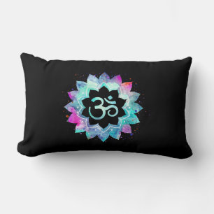 Coussin Rectangle Noir magenta lombaire de bleu de turquoise de l'OM