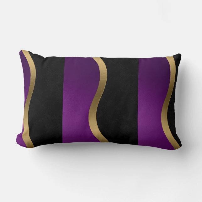 Coussin Rectangle Noir violet or (Recto)
