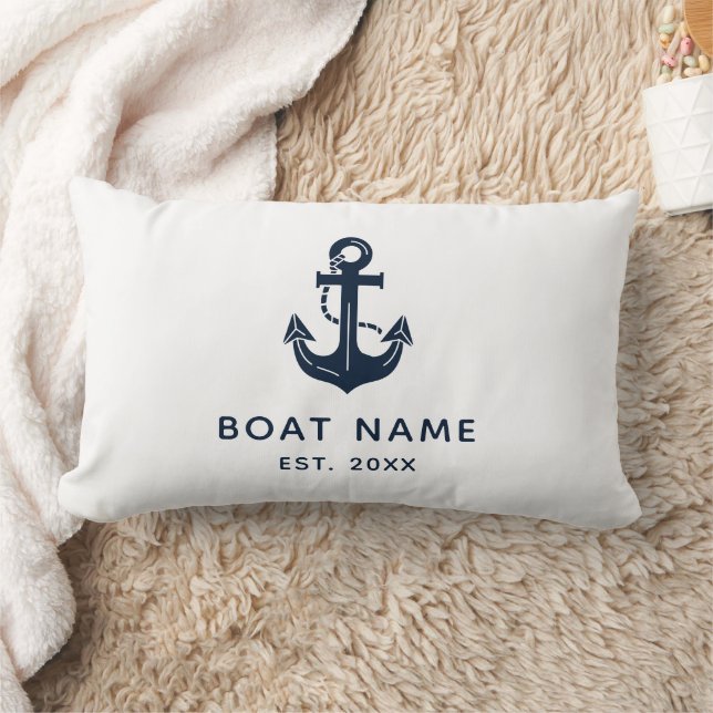 Coussin Rectangle Nom de bateau ancre nautique (Couverture)