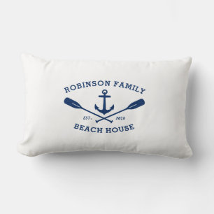 Coussin Rectangle Nom de famille Beach House Bateau Ancre Crossing O