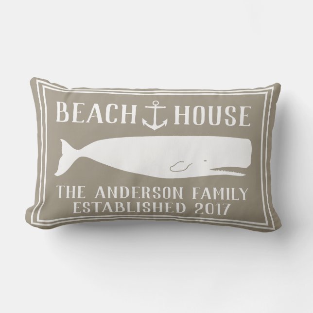 Coussin Rectangle Nom de famille côtier d'Ancre et de baleine de (Recto)