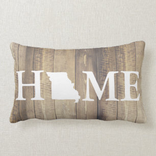 Coussin Rectangle Nom de famille du bois rustique du Missouri de