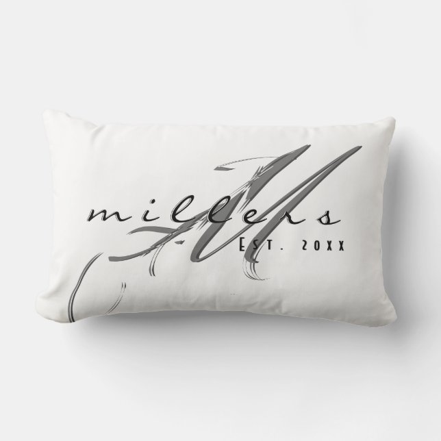 Coussin Rectangle Nom de famille moderne personnalisé et monogramme  (Recto)