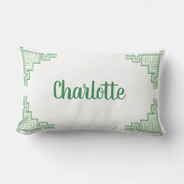 Coussin Rectangle Nom de la Chinoiserie verte (Recto)
