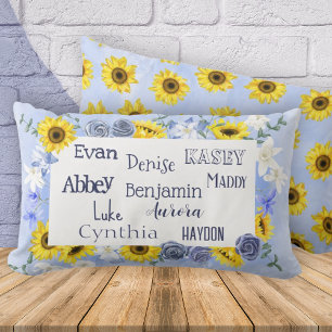 Coussin Rectangle Nom des petits-enfants Fête des mères Fleur de sol
