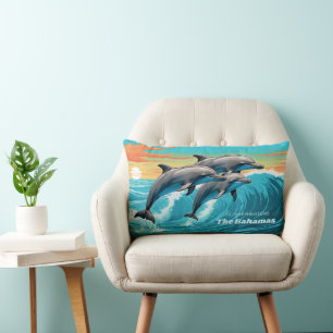 Coussin Rectangle Nom et emplacement personnalisés Dauphin