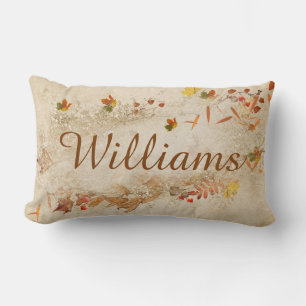 Coussin Rectangle nom personnalisé avec automne avec feuille