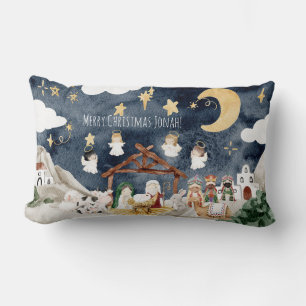 Coussin Rectangle Nom personnalisé Christian Kids Noël