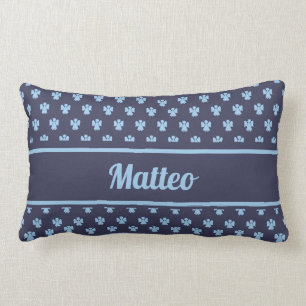 Coussin Rectangle Nom personnalisé du motif d'ange bleu marine