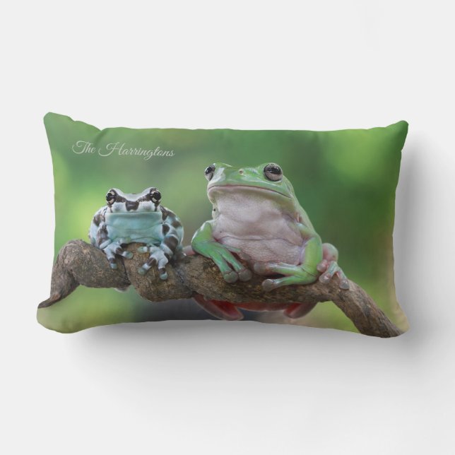 Coussin Rectangle Nom personnalisé Grenouille (Recto)