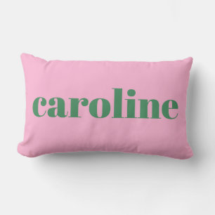Coussin Rectangle Nom personnalisé moderne élégant rose vert mignon