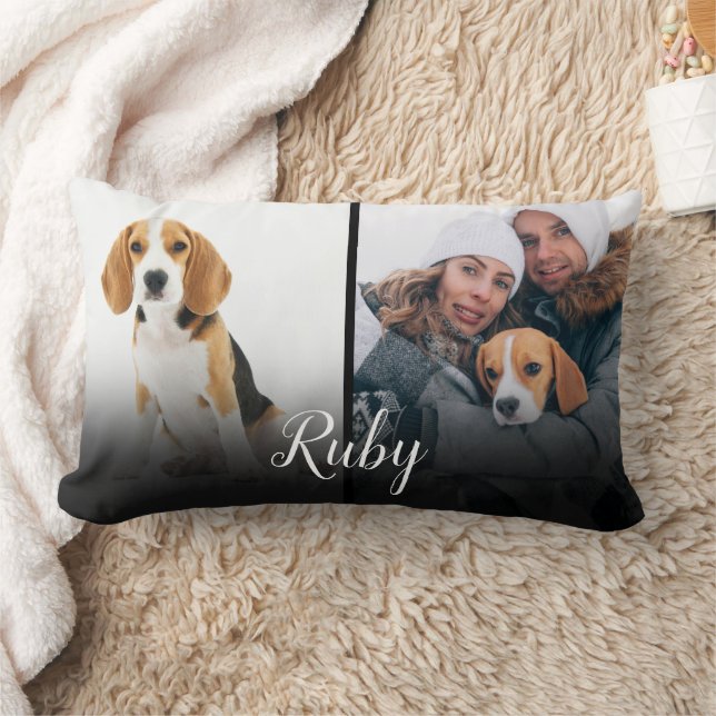 Coussin Rectangle Nom personnalisé Pet Dog 2 Photo (Couverture)