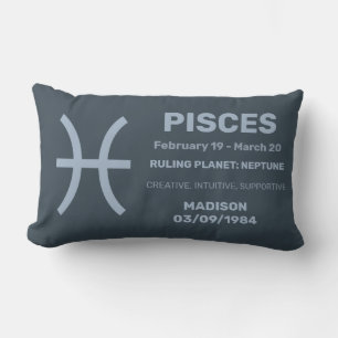 Coussin Rectangle Nom personnalisé / Texte Zodiac Signes Poissons