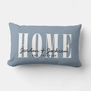 Coussin Rectangle Noms de famille de maison moderne Date établie Ble