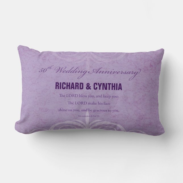 Coussin Rectangle Noms personnalisés, 50e anniversaire du Mariage à  (Recto)