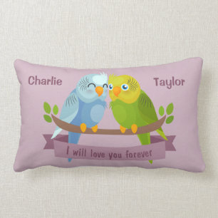 Coussin Rectangle Noms personnalisés mignons Inséparables lancer des