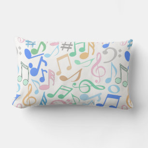 Coussin Rectangle Notes et symboles musicaux Motif pastel.w