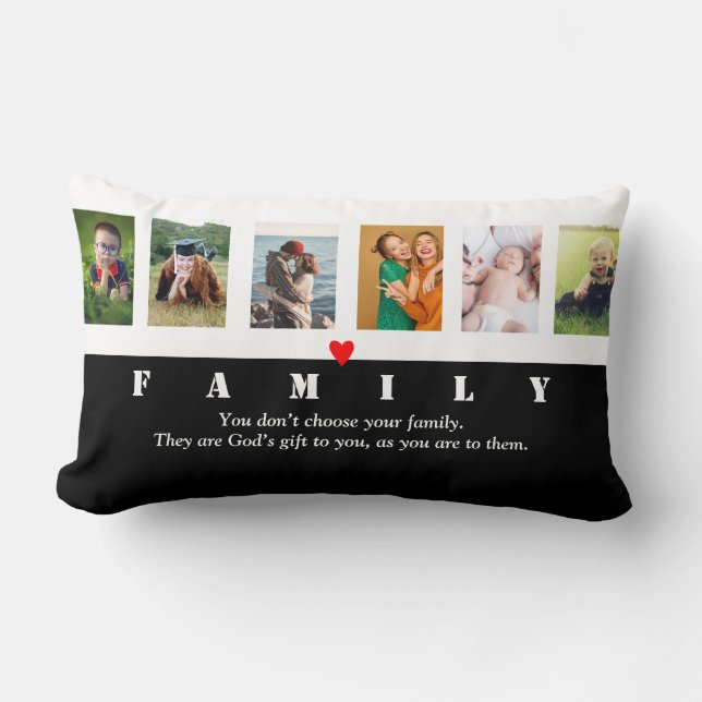 Coussin Rectangle Notre famille Collage de photos Modèle personnalis (Recto)
