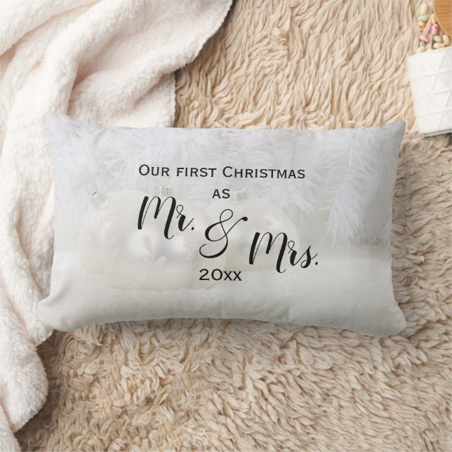 Coussin Rectangle Notre premier Noël | Garde de mariage personnalisé (Couverture)