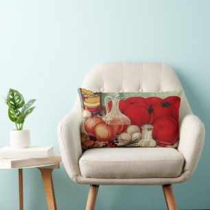 Coussin Rectangle Nourriture italienne vintage Tomates Oignons Poivr