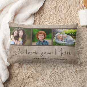 Coussin Rectangle Nous aimons votre maman 3 Photo Famille Collage En