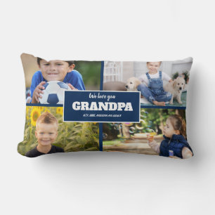Coussin Rectangle Nous vous aimons Grand-père 4 Photo Marine Bleu