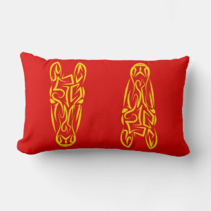 Coussin Rectangle Nouvel An lunaire chinois du Cheval 2026 4724 Feu