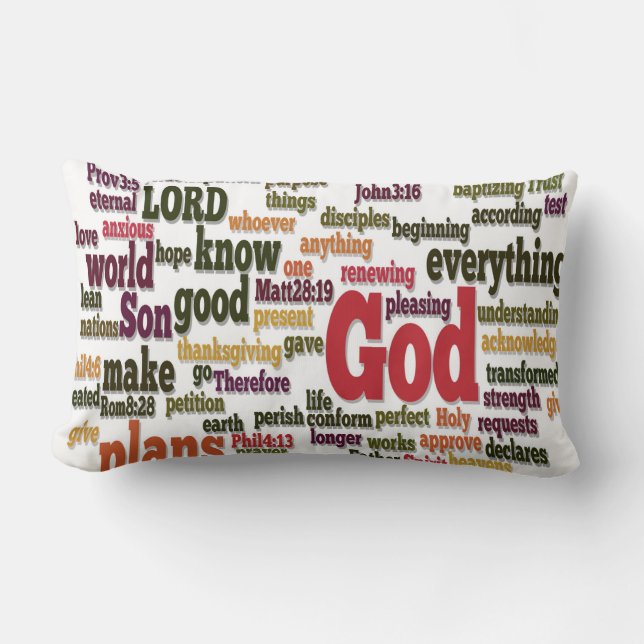 Coussin Rectangle Nuage de mot pour des vers de bible du principal (Recto)