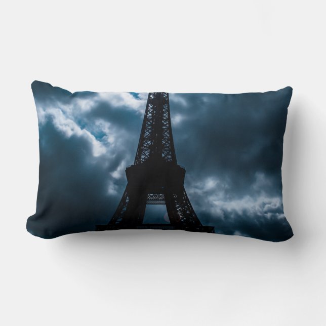 Coussin Rectangle Nuit Bleue Tour Eiffel Paris Voyage (Recto)