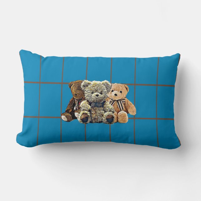 Coussin Rectangle Nursery pour bébé garçon avec ours en peluche pers (Recto)